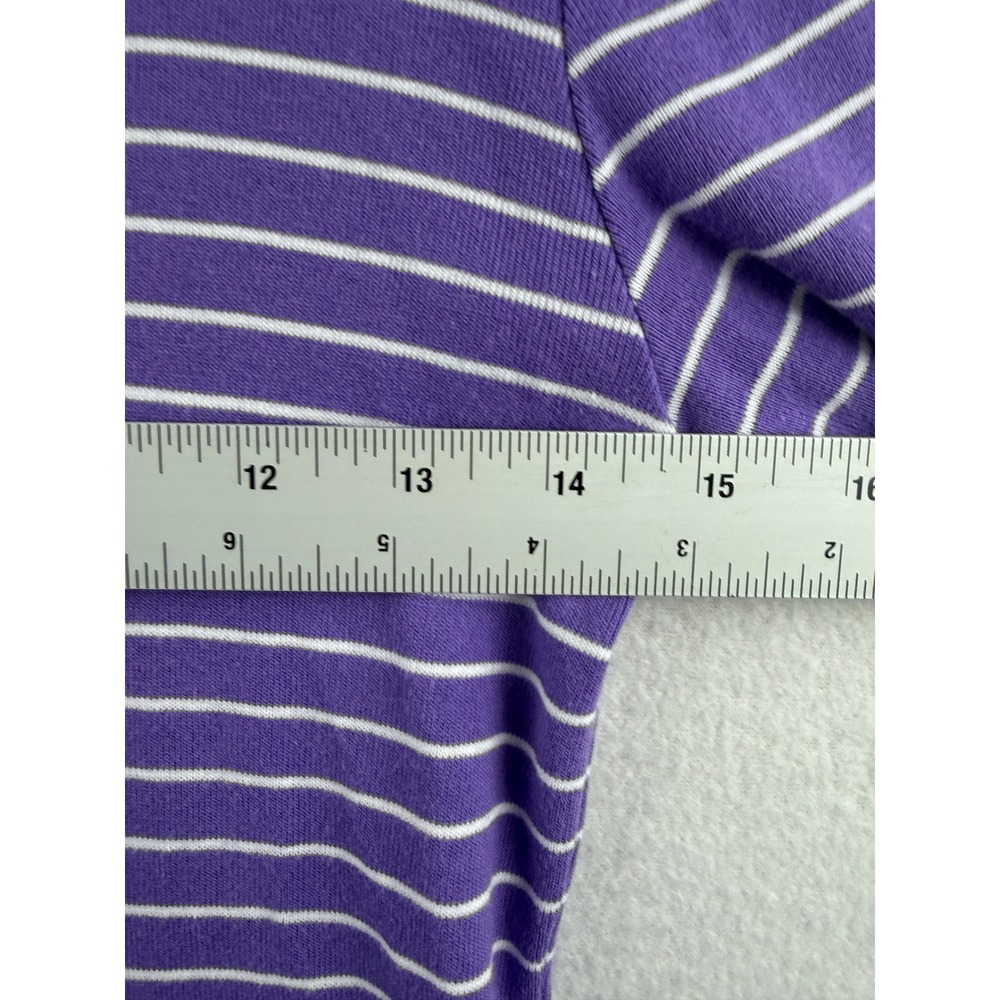 Ralph Lauren Sport Purple White Striped Long Sleeve Cotton Tee Shirt Womens S - Picture 5 of 8
